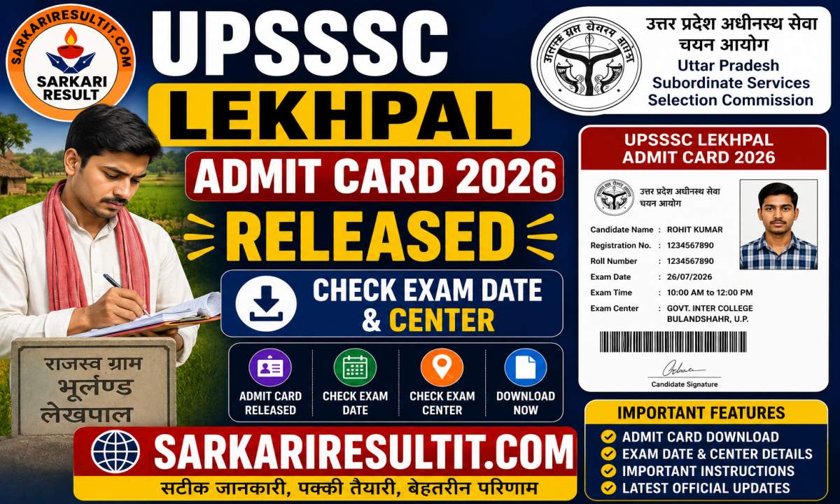 UPSSSC Lekhpal Admit Card 2026 Released – Check Exam Date & Center