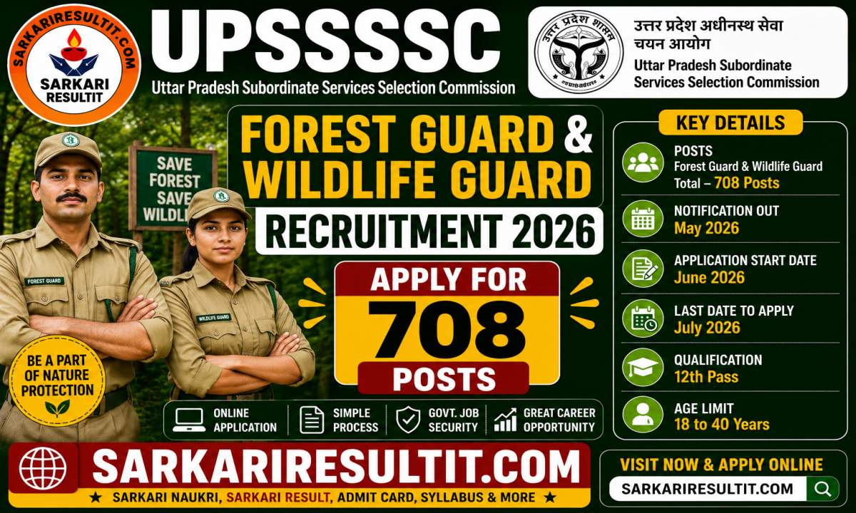 UPSSSC Forest Guard Recruitment 2026 – Apply for 708 Posts